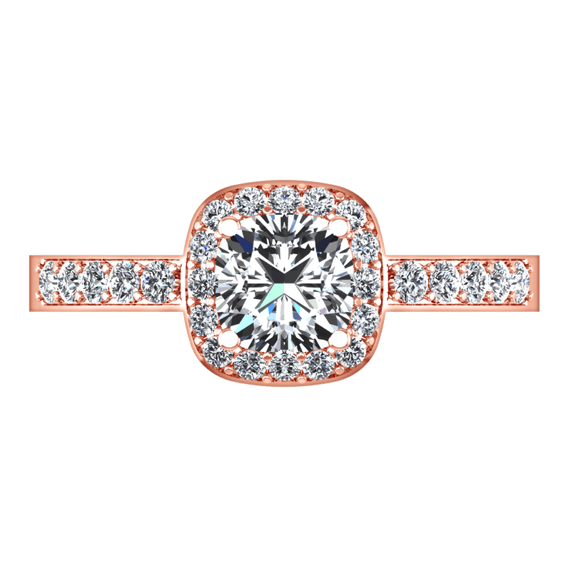 Halo Diamond Engagement Ring Eve 14K Rose Gold