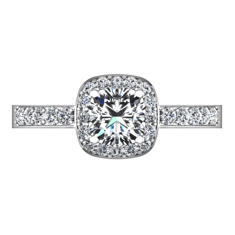 Round Diamond Halo Engagement Ring Eve 14K White Gold