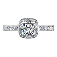 Round Diamond Halo Engagement Ring Eve 14K White Gold