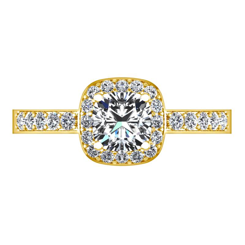 Halo Diamond Engagement Ring Eve 14K Yellow Gold