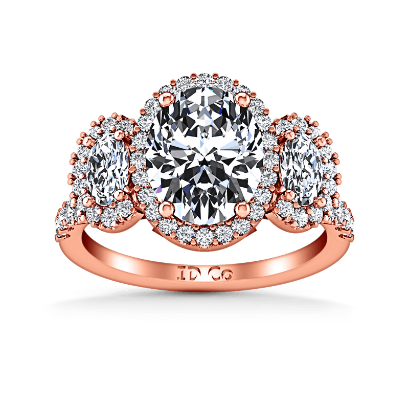 Halo Diamond Engagement Ring Summer 14K Rose Gold