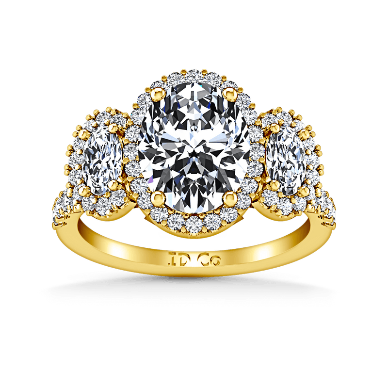 Halo Diamond Engagement Ring Summer 14K Yellow Gold