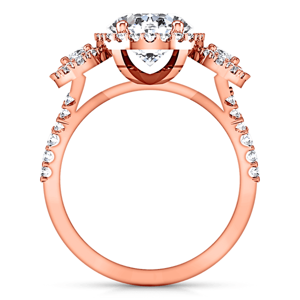 Halo Diamond Engagement Ring Summer 14K Rose Gold