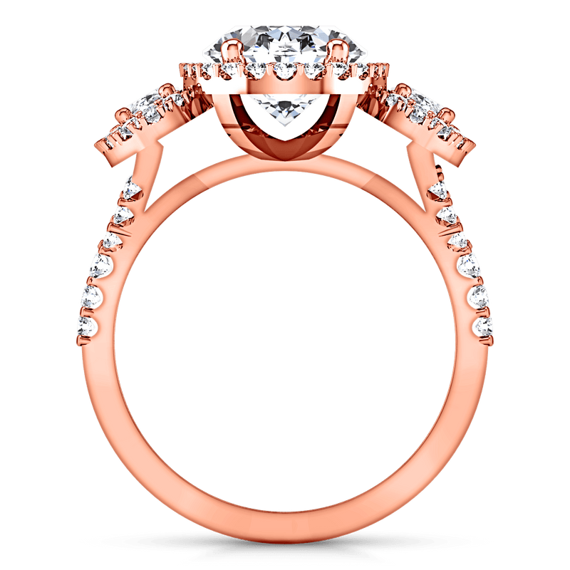 Halo Diamond Engagement Ring Summer 14K Rose Gold