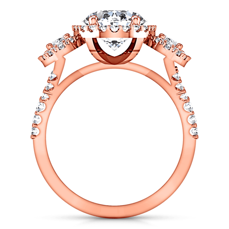 Halo Diamond Engagement Ring Summer 14K Rose Gold