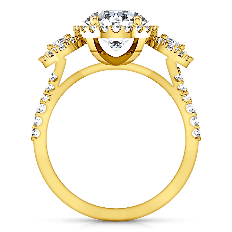 Halo Diamond Engagement Ring Summer 14K Yellow Gold