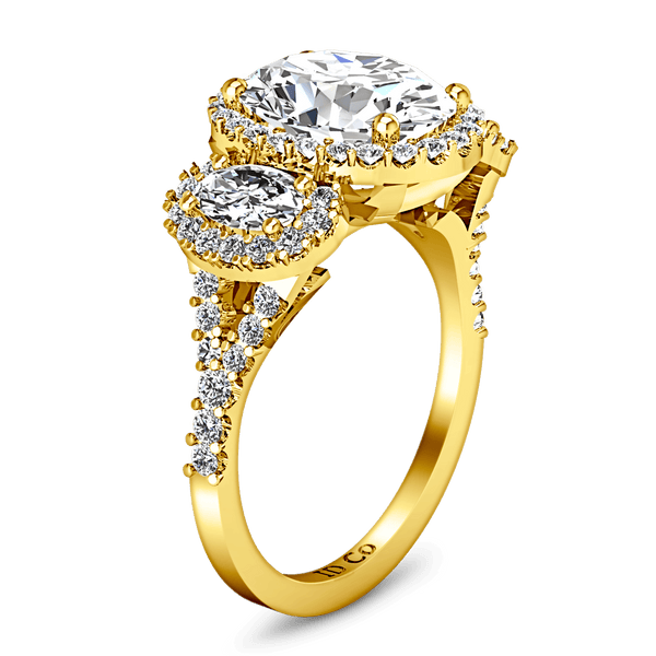 Halo Diamond Engagement Ring Summer 14K Yellow Gold