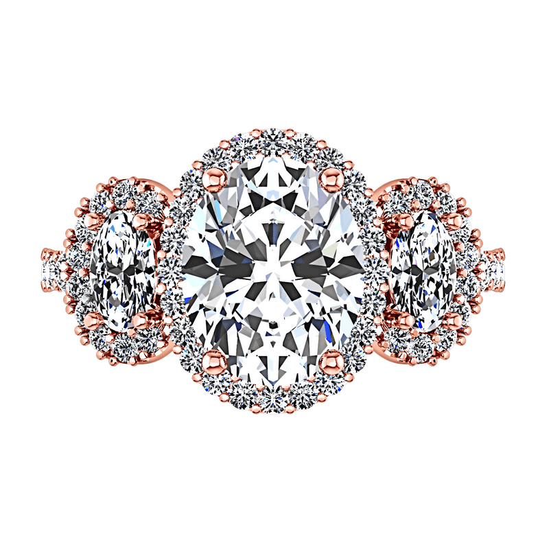 Halo Diamond Engagement Ring Summer 14K Rose Gold