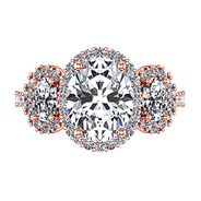 Halo Diamond Engagement Ring Summer 14K Rose Gold