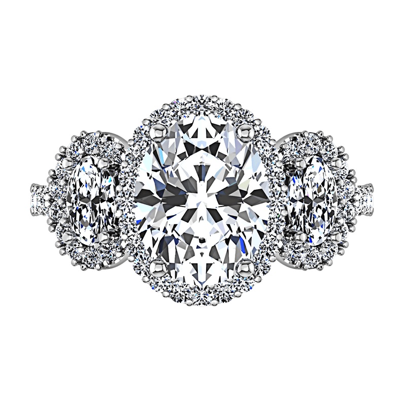 Halo Oval Diamond Engagement Ring Summer 14K White Gold