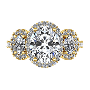 Halo Diamond Engagement Ring Summer 14K Yellow Gold