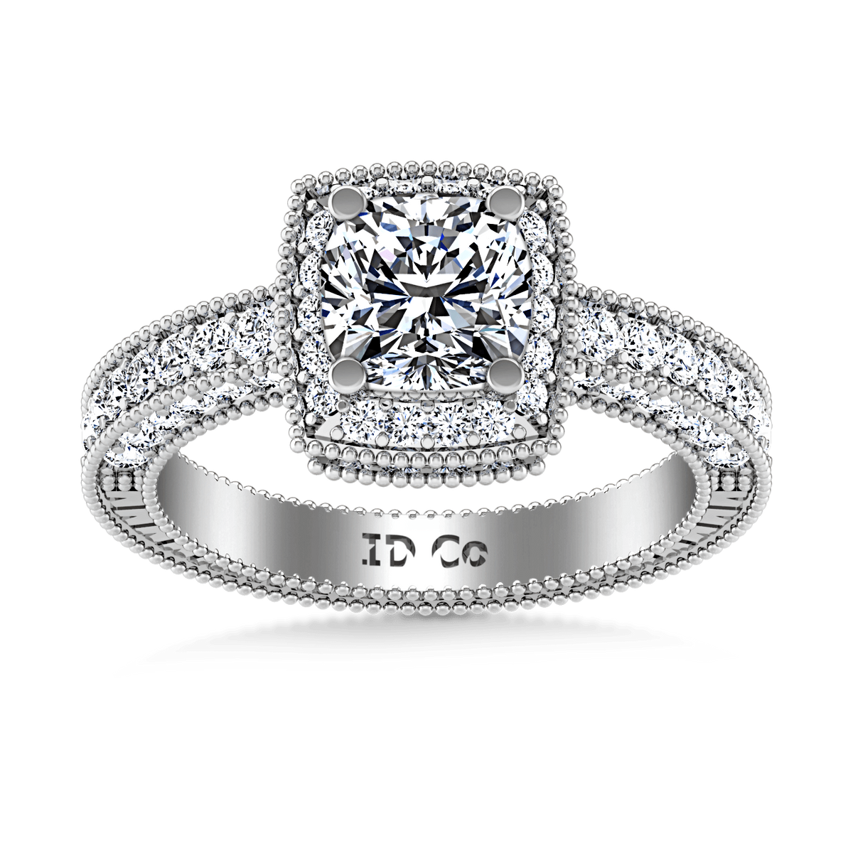 Round Diamond Halo  Engagement Ring Danica 14K White Gold