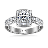 Round Diamond Halo  Engagement Ring Danica 14K White Gold