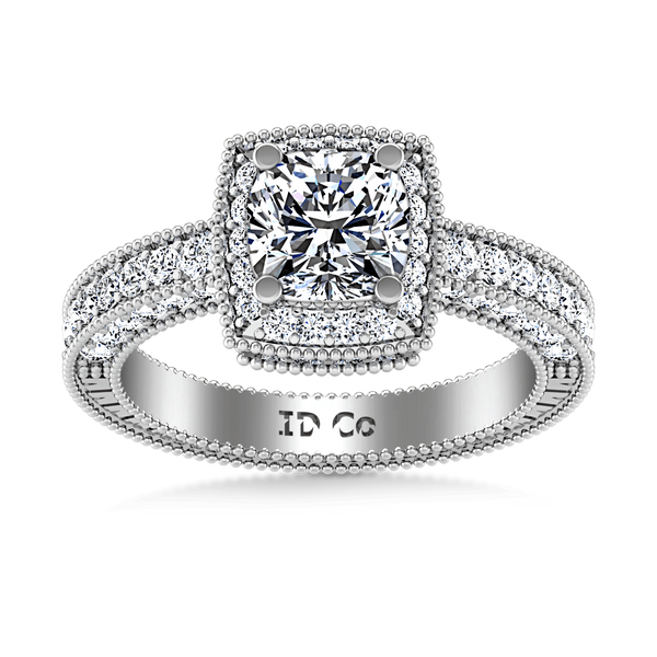 Round Diamond Halo  Engagement Ring Danica 14K White Gold