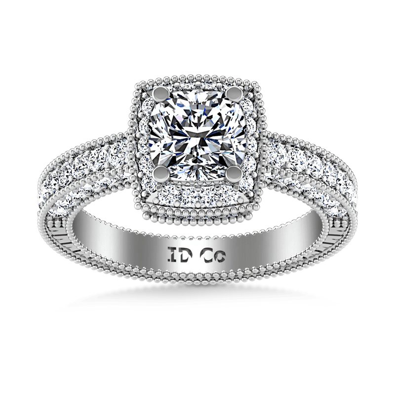 Round Diamond Halo  Engagement Ring Danica 14K White Gold