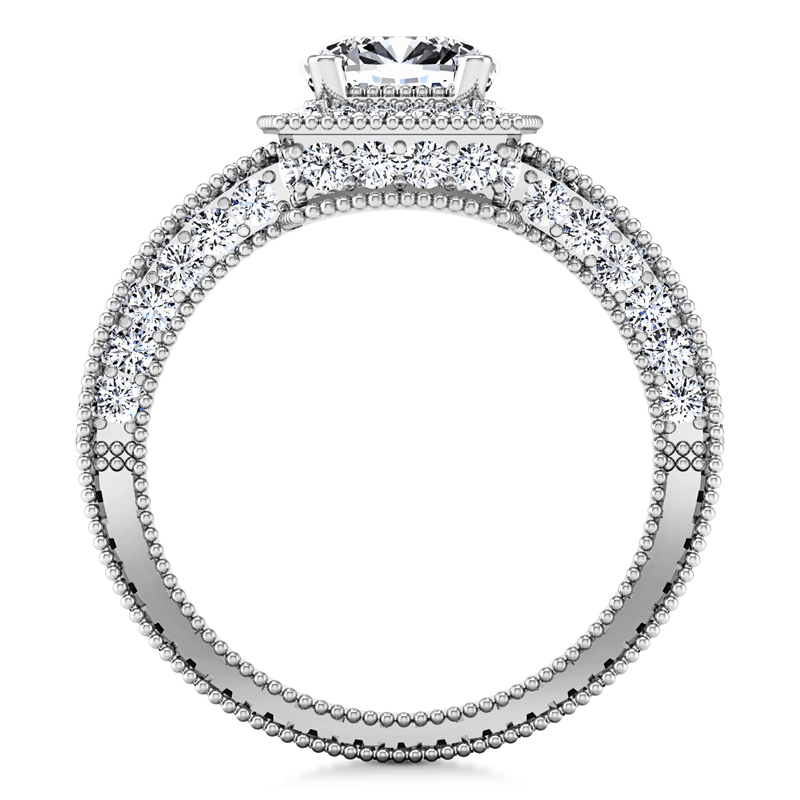 Round Diamond Halo  Engagement Ring Danica 14K White Gold