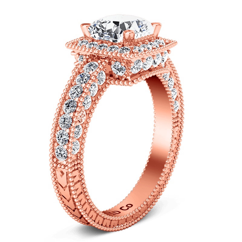 Halo Diamond  Engagement Ring Danica 14K Rose Gold