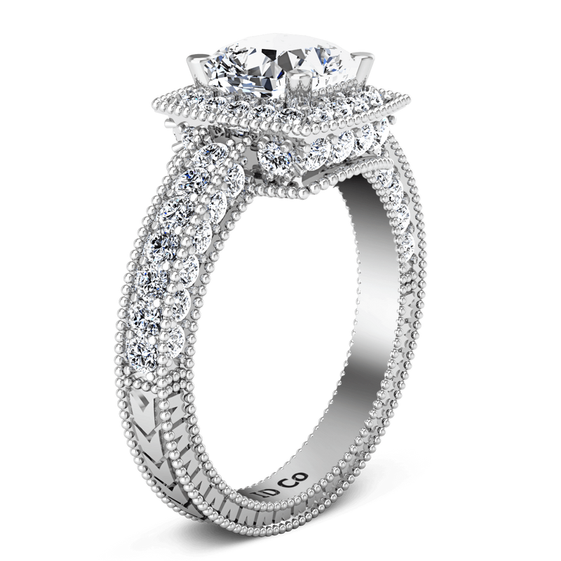 Round Diamond Halo  Engagement Ring Danica 14K White Gold