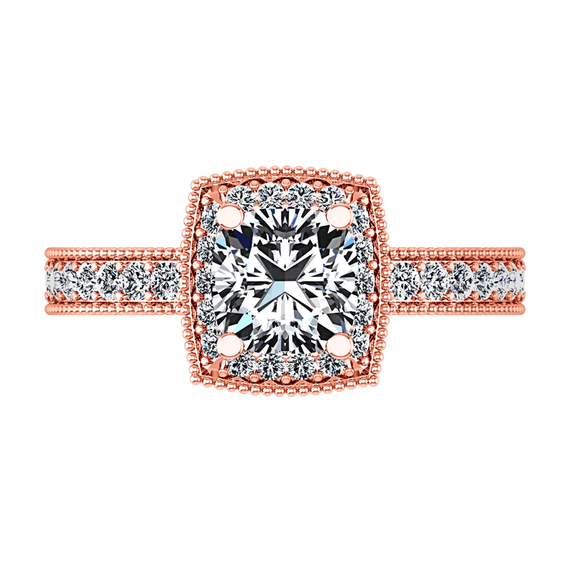 Halo Diamond  Engagement Ring Danica 14K Rose Gold