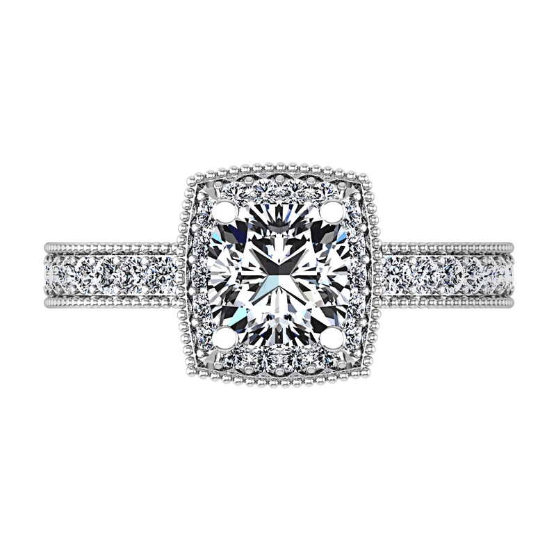 Round Diamond Halo  Engagement Ring Danica 14K White Gold