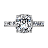 Round Diamond Halo  Engagement Ring Danica 14K White Gold