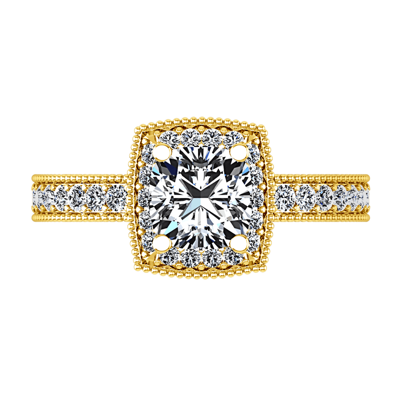 Halo Diamond  Engagement Ring Danica 14K Yellow Gold