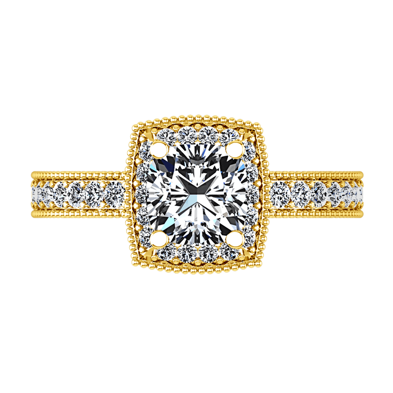 Halo Diamond  Engagement Ring Danica 14K Yellow Gold