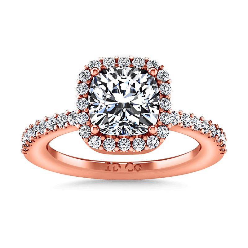 Halo Diamond Cushion Cut Engagement Ring Claire 14K Rose Gold