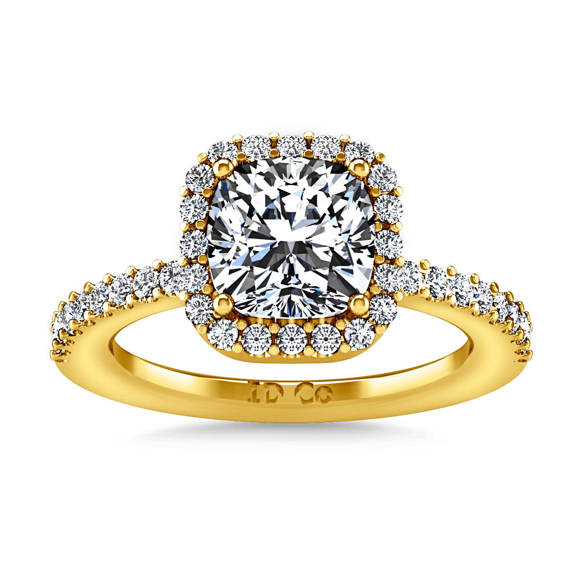 Halo Diamond Cushion Cut Engagement Ring Claire 14K Yellow Gold