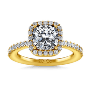 Halo Diamond Cushion Cut Engagement Ring Claire 14K Yellow Gold