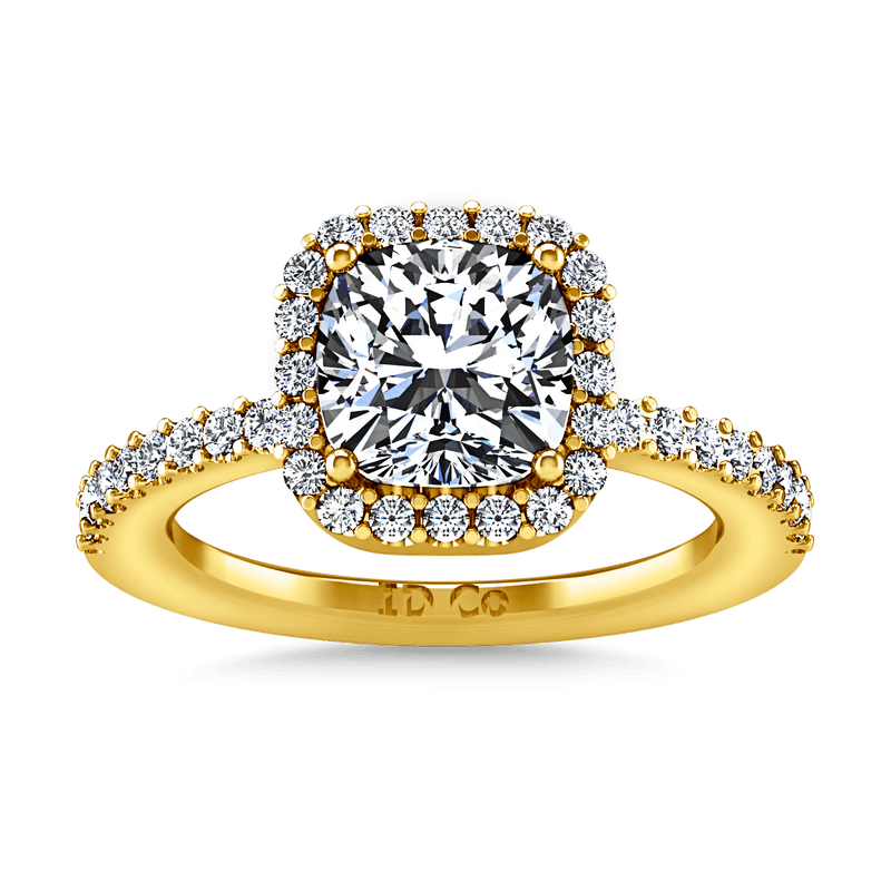 Halo Diamond Cushion Cut Engagement Ring Claire 14K Yellow Gold