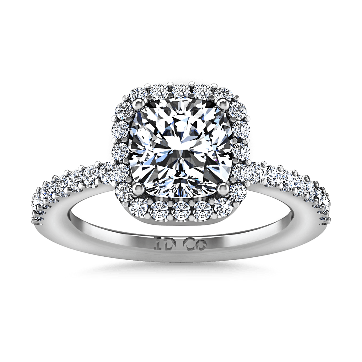 Halo Cushion Cut Diamond Engagement Ring Claire 14K White Gold
