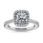 Halo Cushion Cut Diamond Engagement Ring Claire 14K White Gold