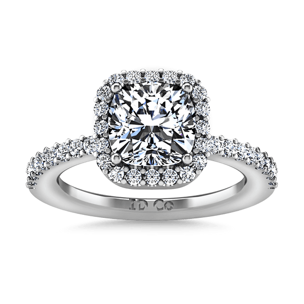 Halo Cushion Cut Diamond Engagement Ring Claire 14K White Gold