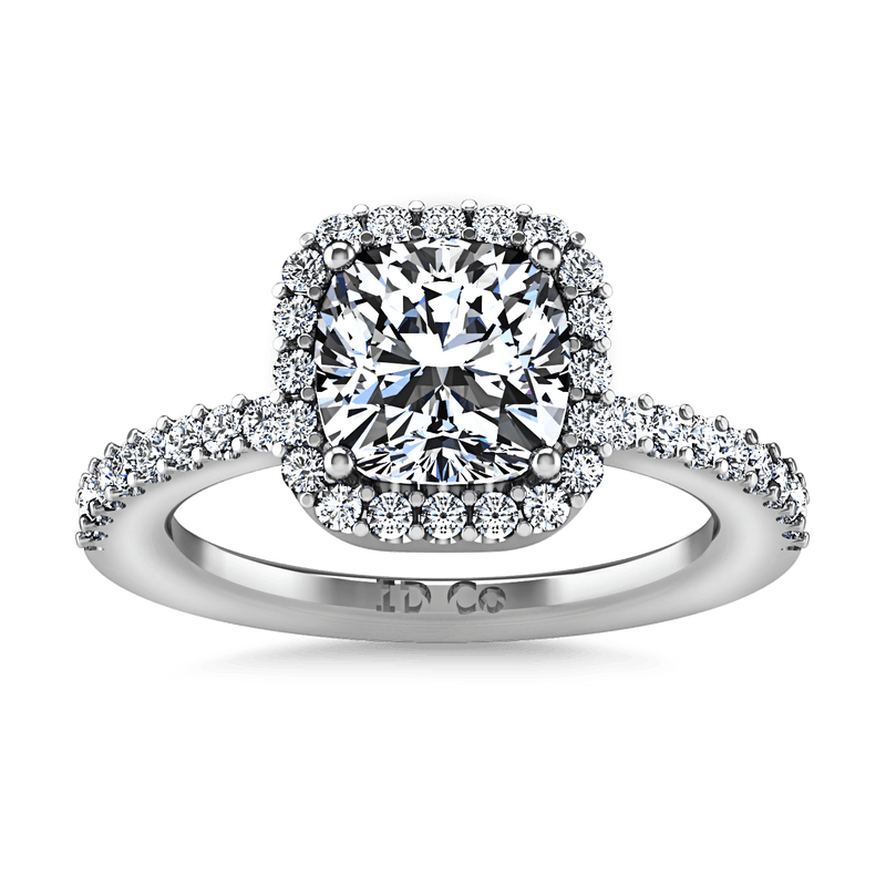 Halo Cushion Cut Diamond Engagement Ring Claire 14K White Gold