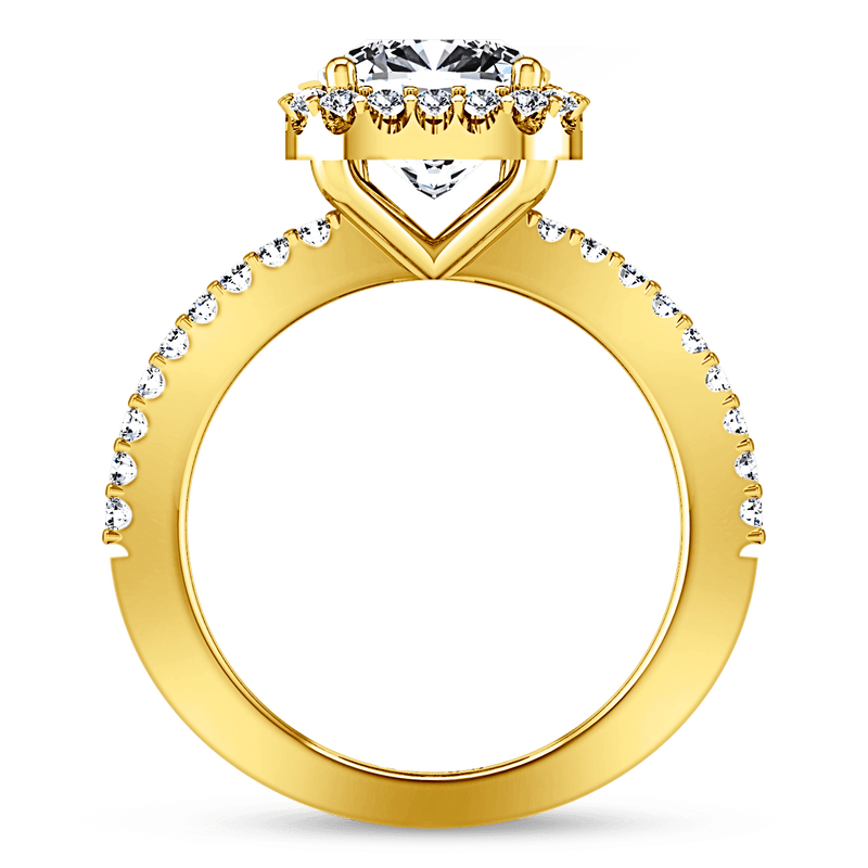 Halo Diamond Cushion Cut Engagement Ring Claire 14K Yellow Gold