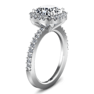 Halo Cushion Cut Diamond Engagement Ring Claire 14K White Gold