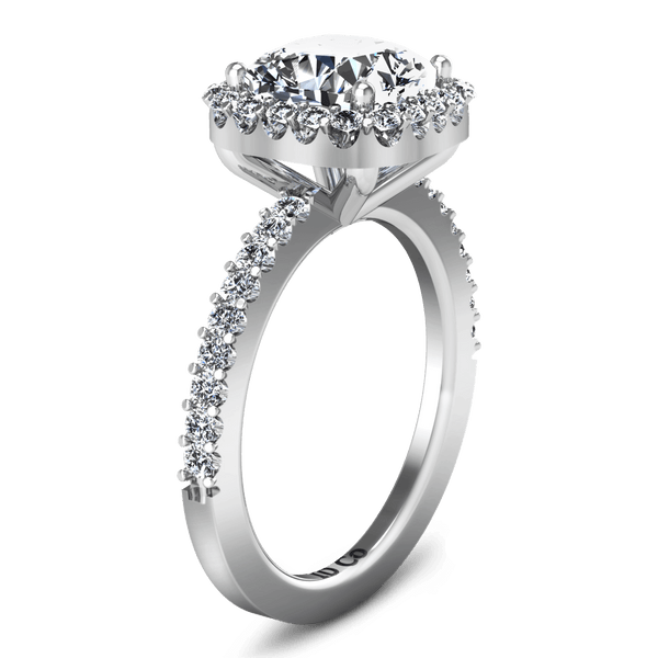 Halo Cushion Cut Diamond Engagement Ring Claire 14K White Gold