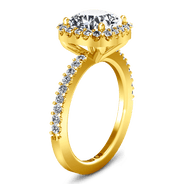 Halo Diamond Cushion Cut Engagement Ring Claire 14K Yellow Gold