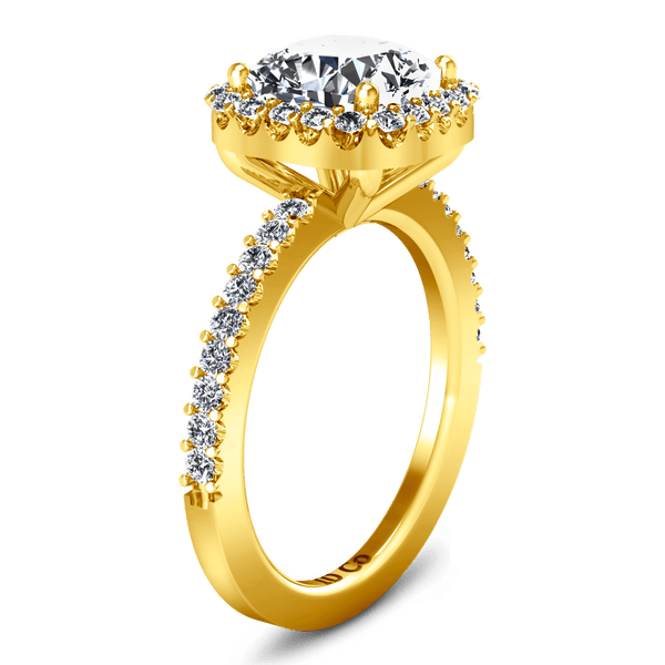 Halo Diamond Cushion Cut Engagement Ring Claire 14K Yellow Gold