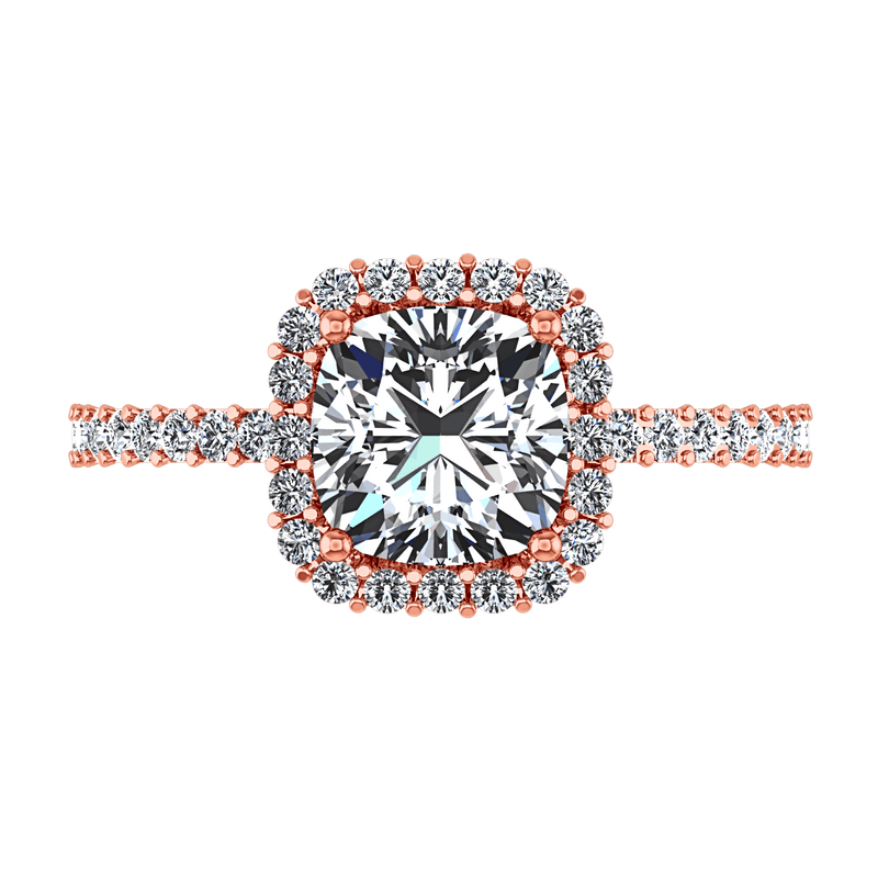 Halo Diamond Cushion Cut Engagement Ring Claire 14K Rose Gold