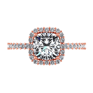 Halo Diamond Cushion Cut Engagement Ring Claire 14K Rose Gold
