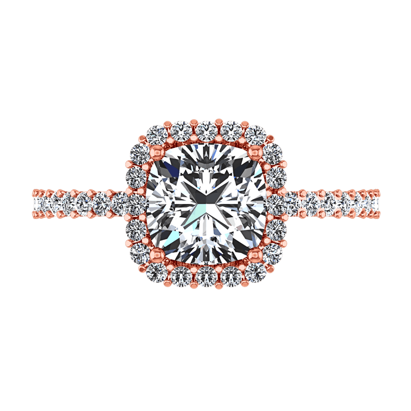 Halo Diamond Cushion Cut Engagement Ring Claire 14K Rose Gold