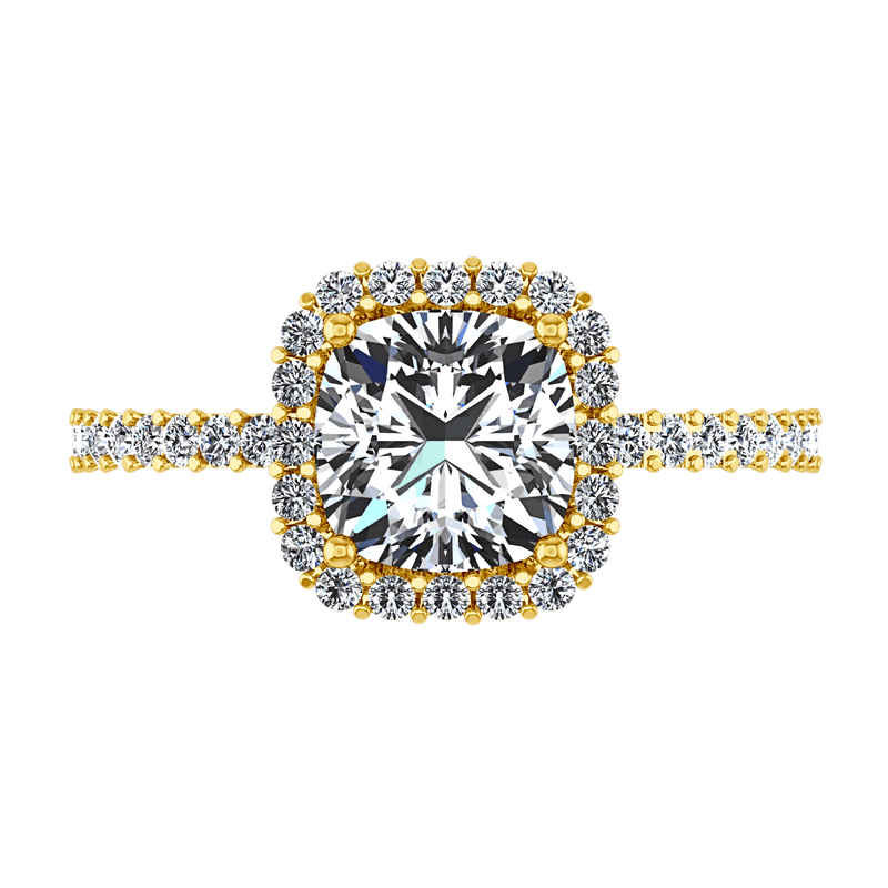 Halo Diamond Cushion Cut Engagement Ring Claire 14K Yellow Gold