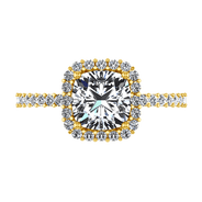 Halo Diamond Cushion Cut Engagement Ring Claire 14K Yellow Gold