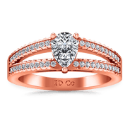 Pave Diamond Engagement Ring Season Pear 14K Rose Gold