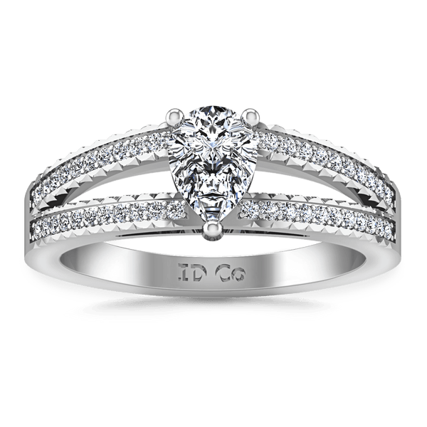 Pave Engagement Ring Season Pear 14K White Gold