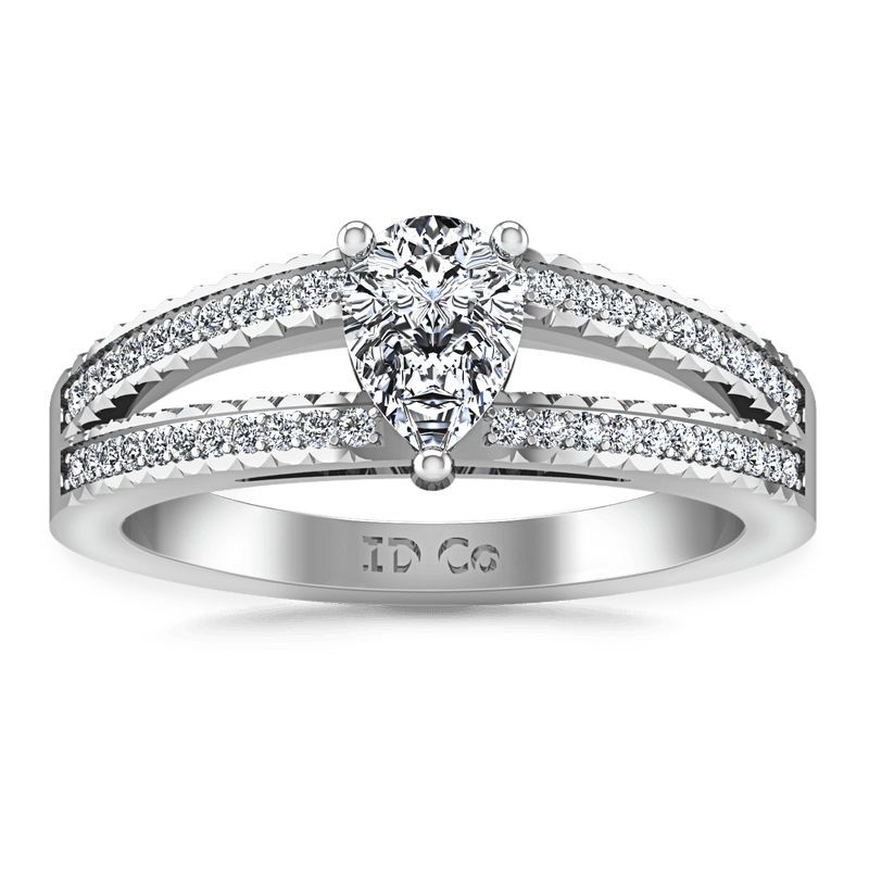 Pave Engagement Ring Season Pear 14K White Gold