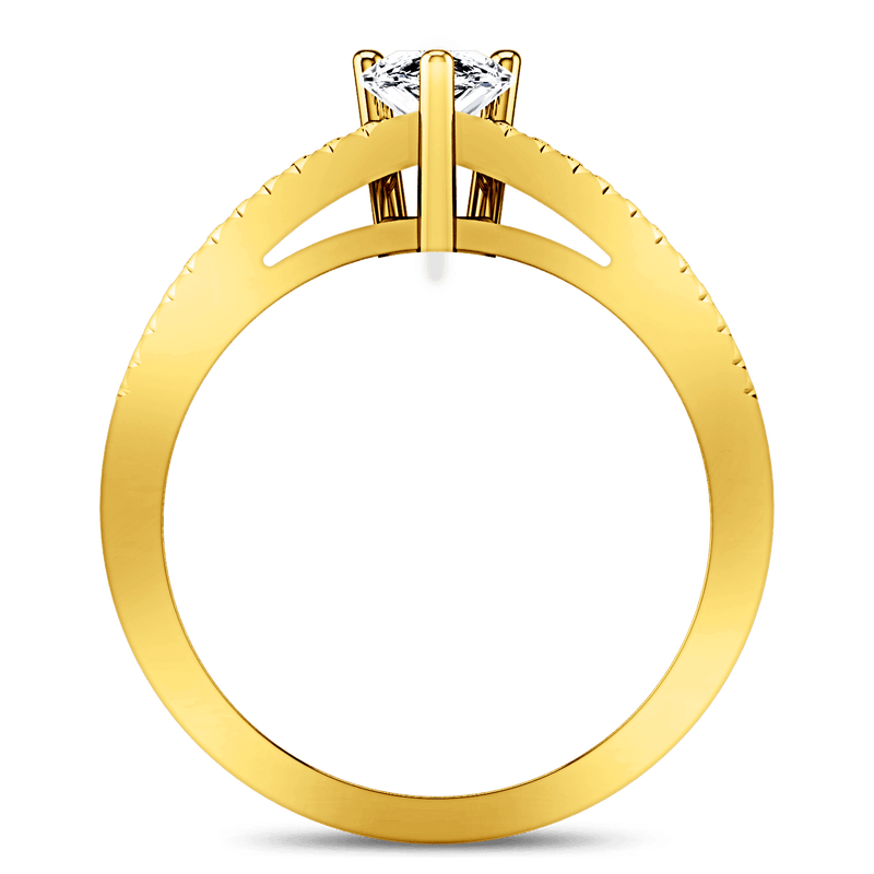 Pave Diamond EngagementRing Season Pear 14K Yellow Gold