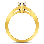 Pave Diamond EngagementRing Season Pear 14K Yellow Gold